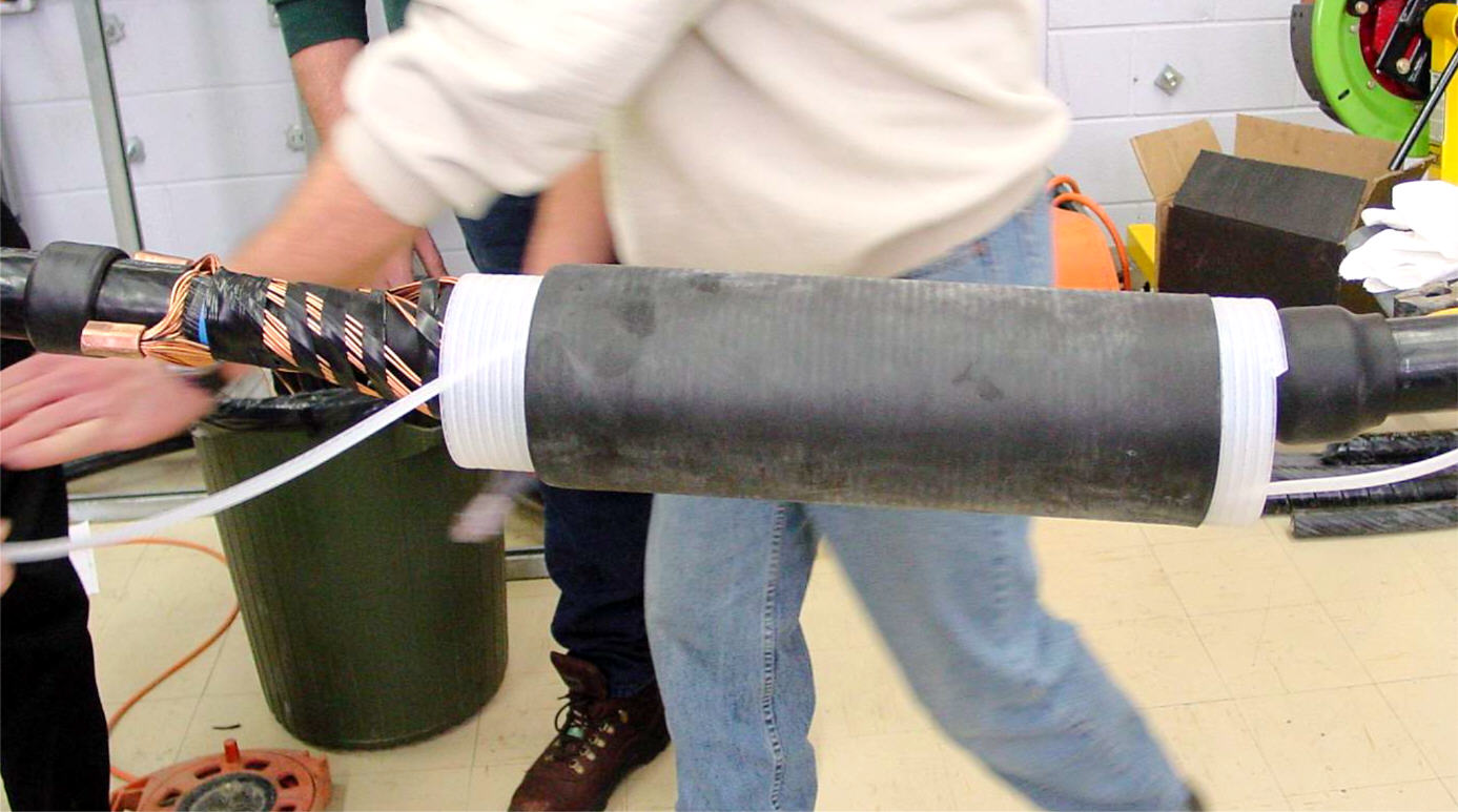 Completing a “A COLD SHRINK SPLICE” on a 1000MCM high voltage power cable.